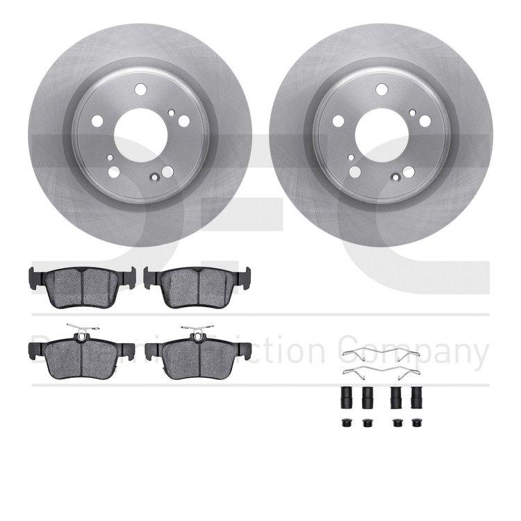 6512-59502 Brake Rotors w/5000 Advanced Brake Pads Kit with Hardware, 2017-2021 Acura/Honda, Position: Rear