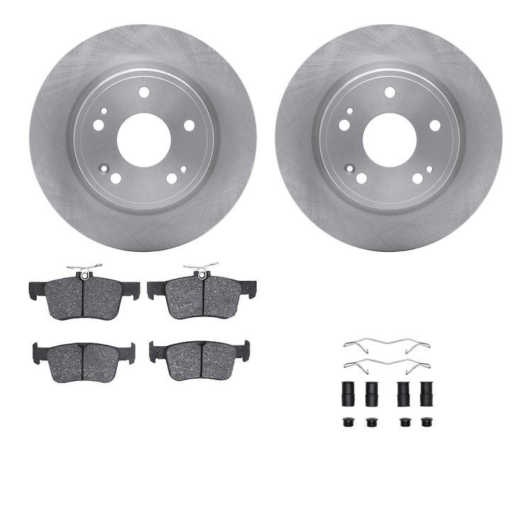 6512-59526 Brake Rotors w/5000 Advanced Brake Pads Kit with Hardware, Fits Select Acura/Honda, Position: Rear