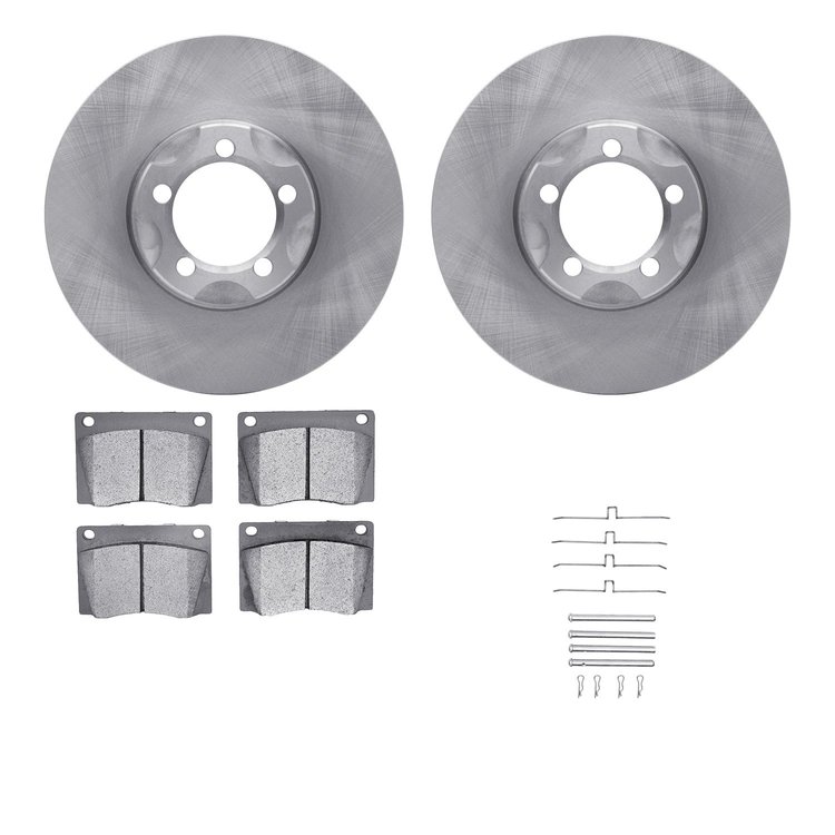 6512-63121 Brake Rotors w/5000 Advanced Brake Pads Kit with Hardware, 1963-1967 Mercedes-Benz, Position: Front