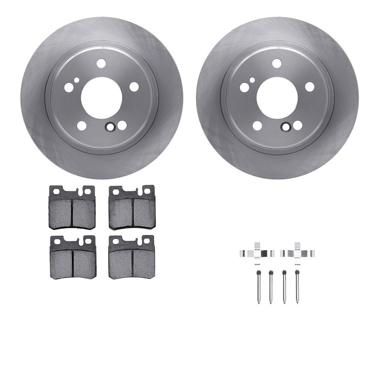 6512-63242 Brake Rotors w/5000 Advanced Brake Pads Kit with Hardware, 1990-1995 Mercedes-Benz, Position: Rear