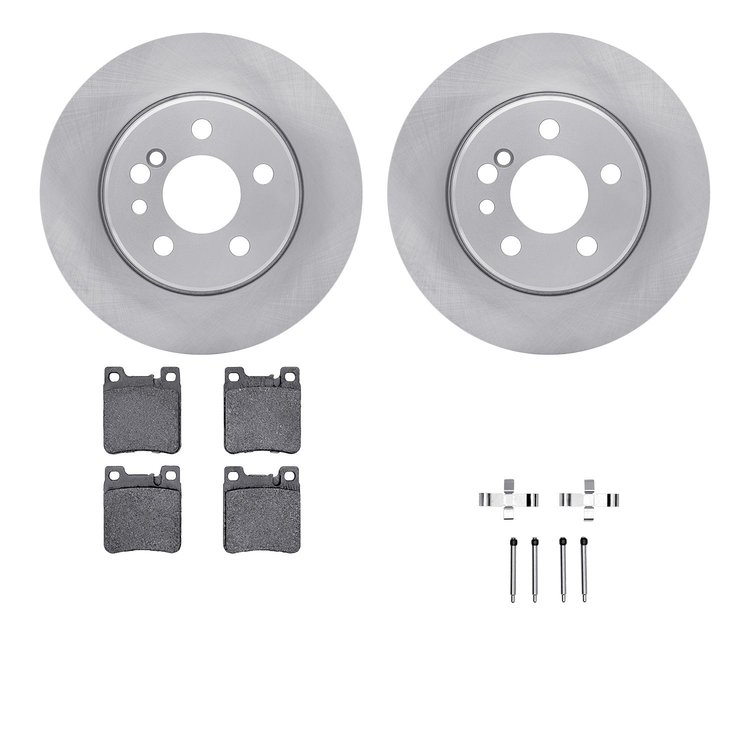 6512-63254 Brake Rotors w/5000 Advanced Brake Pads Kit with Hardware, 1991-1999 Mercedes-Benz, Position: Rear