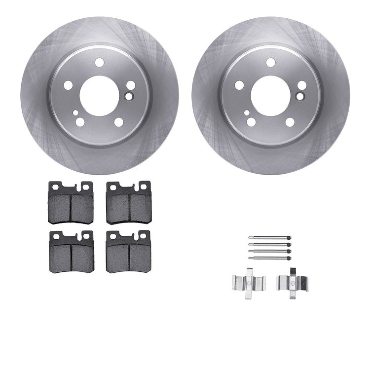 6512-63263 Brake Rotors w/5000 Advanced Brake Pads Kit with Hardware, 1992-1994 Mercedes-Benz, Position: Rear