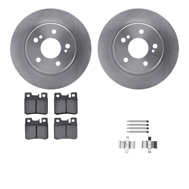 6512-63266 Brake Rotors w/5000 Advanced Brake Pads Kit with Hardware, 1992-1995 Mercedes-Benz, Position: Rear