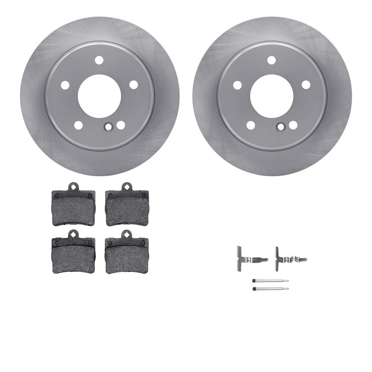 6512-63271 Brake Rotors w/5000 Advanced Brake Pads Kit with Hardware, 1994-1998 Mercedes-Benz, Position: Rear