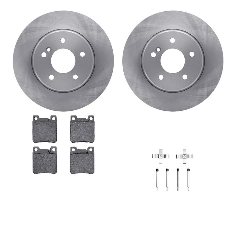 6512-63285 Brake Rotors w/5000 Advanced Brake Pads Kit with Hardware, 1994-2000 Mercedes-Benz, Position: Rear
