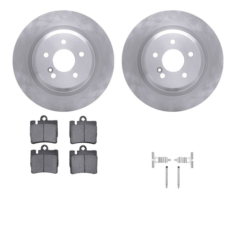 6512-63318 Brake Rotors w/5000 Advanced Brake Pads Kit with Hardware, 2001-2002 Mercedes-Benz, Position: Rear