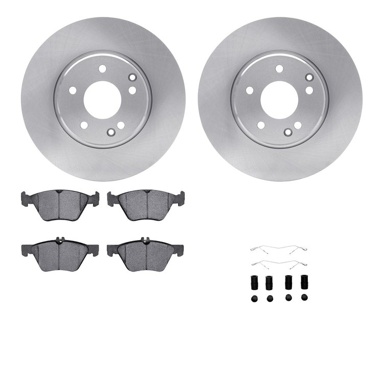6512-63344 Brake Rotors w/5000 Advanced Brake Pads Kit with Hardware, 1996-2008 Multiple Makes/Models, Position: Front