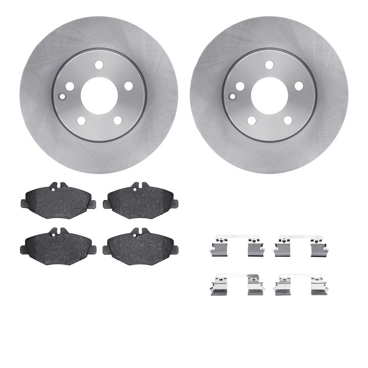 6512-63350 Brake Rotors w/5000 Advanced Brake Pads Kit with Hardware, 2003-2009 Mercedes-Benz, Position: Front