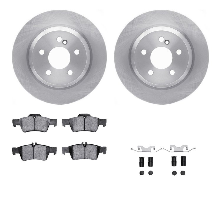 6512-63363 Brake Rotors w/5000 Advanced Brake Pads Kit with Hardware, 2003-2017 Mercedes-Benz, Position: Rear