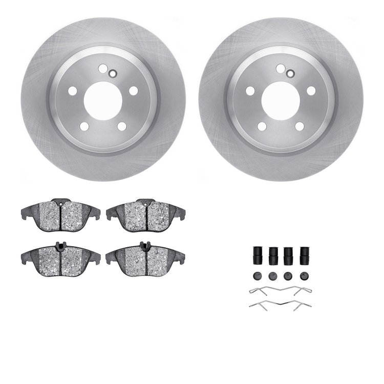 6512-63365 Brake Rotors w/5000 Advanced Brake Pads Kit with Hardware, 2010-2015 Mercedes-Benz, Position: Rear