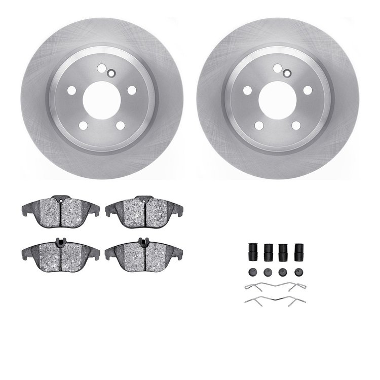 6512-63366 Brake Rotors w/5000 Advanced Brake Pads Kit with Hardware, 2009-2015 Mercedes-Benz, Position: Rear