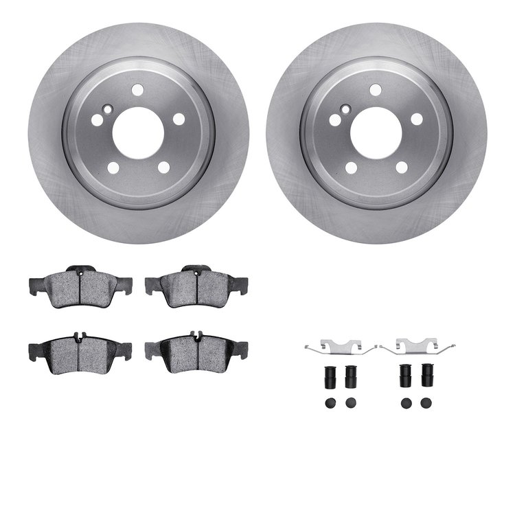 6512-63381 Brake Rotors w/5000 Advanced Brake Pads Kit with Hardware, 2003-2006 Mercedes-Benz, Position: Rear