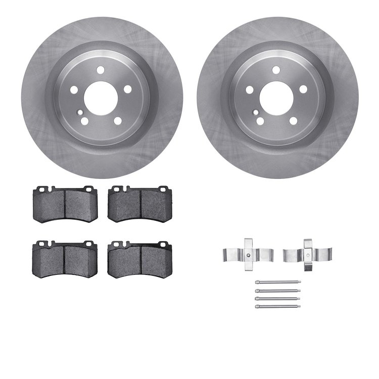 6512-63387 Brake Rotors w/5000 Advanced Brake Pads Kit with Hardware, 2003-2009 Mercedes-Benz, Position: Rear