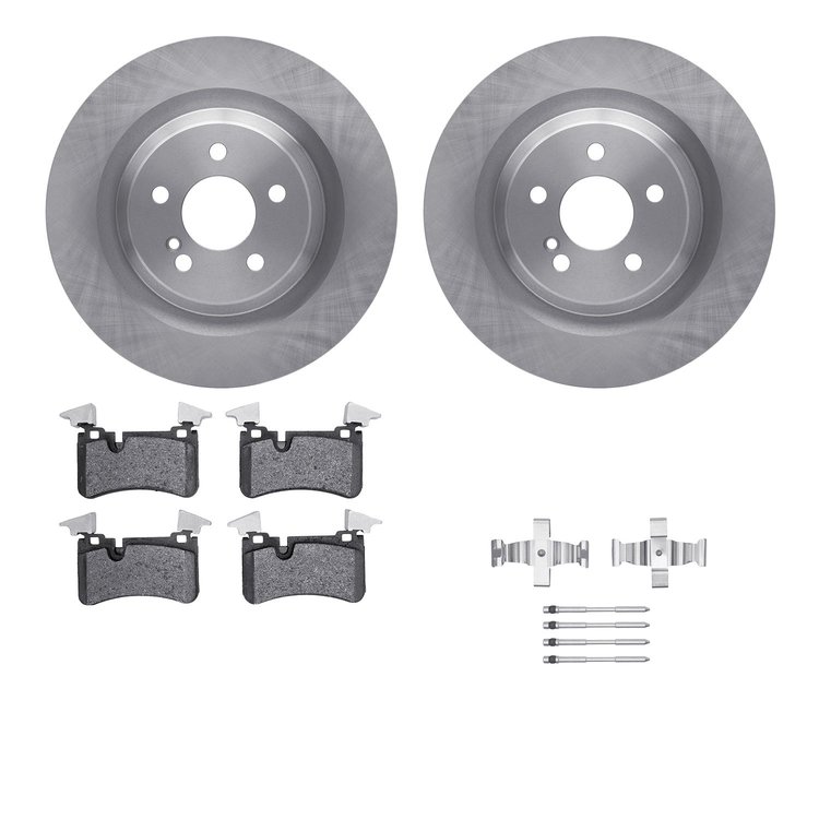 6512-63388 Brake Rotors w/5000 Advanced Brake Pads Kit with Hardware, 2007-2012 Mercedes-Benz, Position: Rear