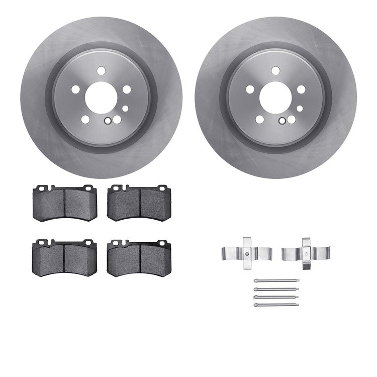 6512-63397 Brake Rotors w/5000 Advanced Brake Pads Kit with Hardware, 2005-2006 Mercedes-Benz, Position: Rear