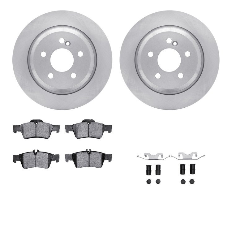 6512-63417 Brake Rotors w/5000 Advanced Brake Pads Kit with Hardware, 2007-2009 Mercedes-Benz, Position: Rear