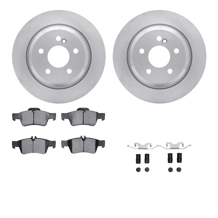 6512-63418 Brake Rotors w/5000 Advanced Brake Pads Kit with Hardware, 2009-2013 Mercedes-Benz, Position: Rear