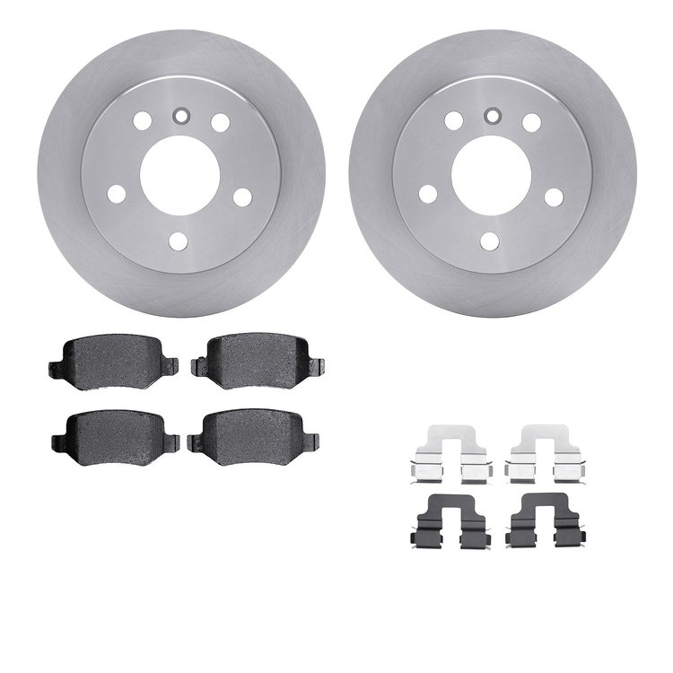 6512-63437 Brake Rotors w/5000 Advanced Brake Pads Kit with Hardware, 2006-2011 Mercedes-Benz, Position: Rear