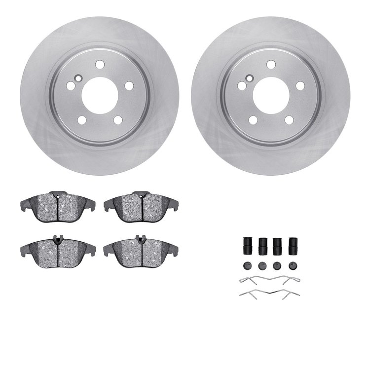6512-63444 Brake Rotors w/5000 Advanced Brake Pads Kit with Hardware, 2010-2017 Mercedes-Benz, Position: Rear