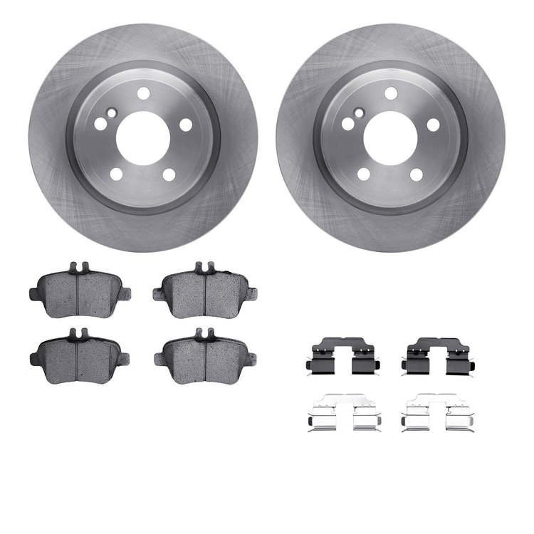 6512-63471 Brake Rotors w/5000 Advanced Brake Pads Kit with Hardware, 2014-2017 Mercedes-Benz, Position: Rear