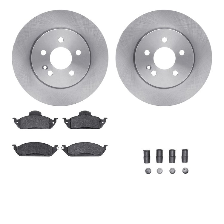 6512-63490 Brake Rotors w/5000 Advanced Brake Pads Kit with Hardware, 1998-2005 Mercedes-Benz, Position: Front