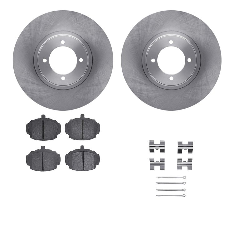 6512-64001 Brake Rotors w/5000 Advanced Brake Pads Kit with Hardware, 1962-1980 MG, Position: Front