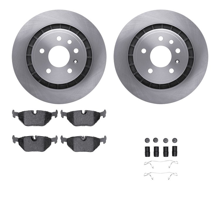 6512-65075 Brake Rotors w/5000 Advanced Brake Pads Kit with Hardware, 2002-2010 GM, Position: Rear