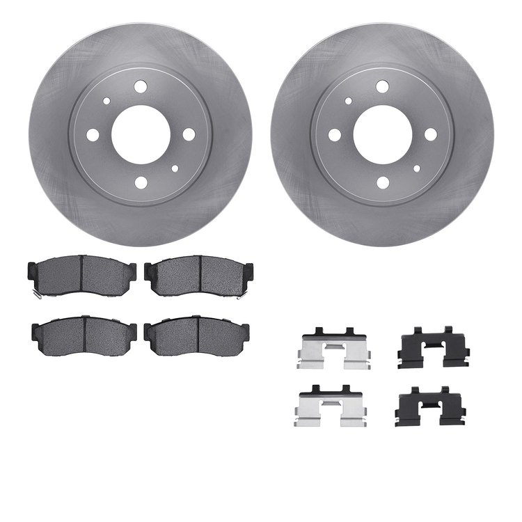 6512-67085 Brake Rotors w/5000 Advanced Brake Pads Kit with Hardware, 1986-1994 Infiniti/Nissan, Position: Front