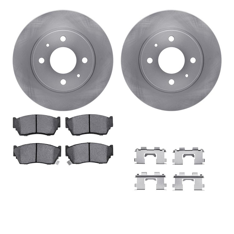 6512-67086 Brake Rotors w/5000 Advanced Brake Pads Kit with Hardware, 1995-2006 Infiniti/Nissan, Position: Front