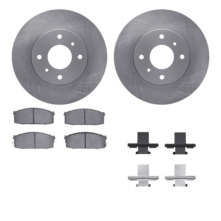 6512-67092 Brake Rotors w/5000 Advanced Brake Pads Kit with Hardware, 1984-1984 Infiniti/Nissan, Position: Front