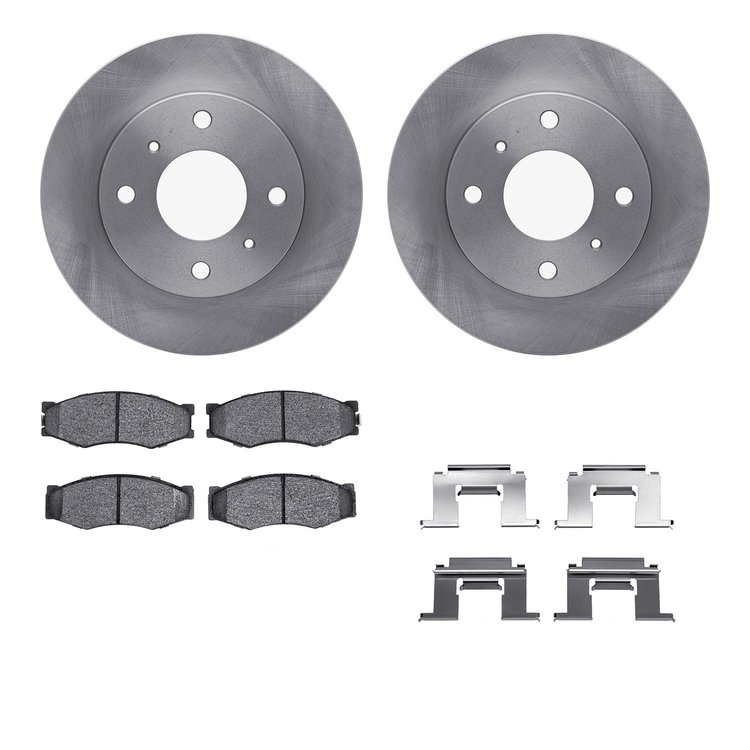 6512-67097 Brake Rotors w/5000 Advanced Brake Pads Kit with Hardware, 1985-1989 Infiniti/Nissan, Position: Front