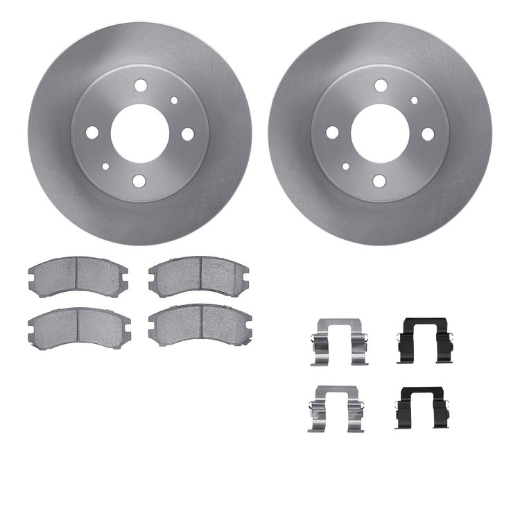 6512-67103 Brake Rotors w/5000 Advanced Brake Pads Kit with Hardware, 1986-1990 Infiniti/Nissan, Position: Front