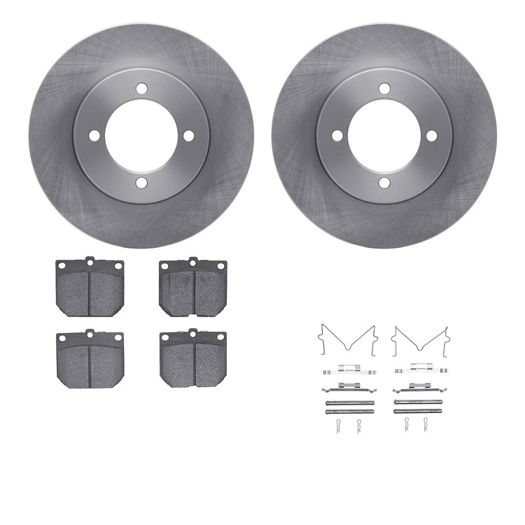 6512-67130 Brake Rotors w/5000 Advanced Brake Pads Kit with Hardware, 1977-1980 Infiniti/Nissan, Position: Front