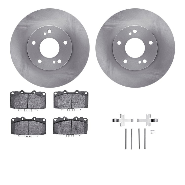 6512-67133 Brake Rotors w/5000 Advanced Brake Pads Kit with Hardware, 1989-1990 Infiniti/Nissan, Position: Front