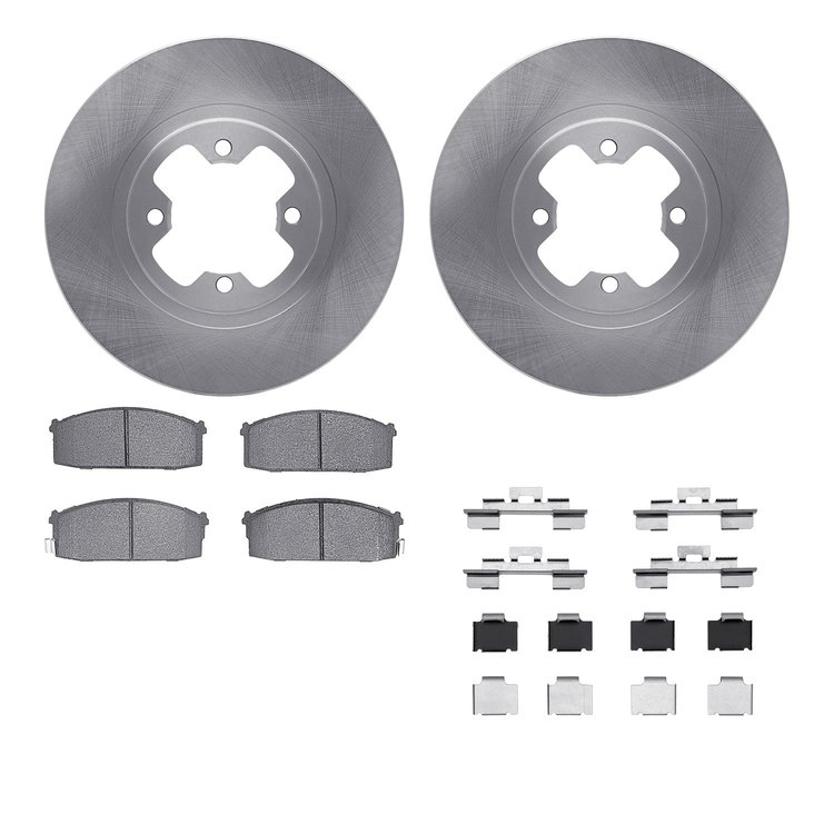 6512-67138 Brake Rotors w/5000 Advanced Brake Pads Kit with Hardware, 1987-1988 Infiniti/Nissan, Position: Front