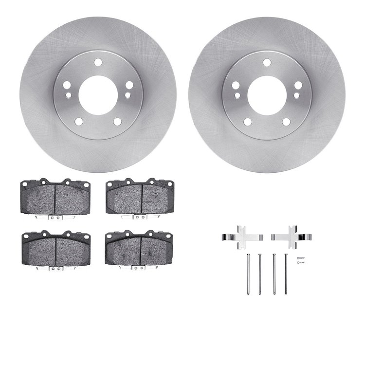 6512-67139 Brake Rotors w/5000 Advanced Brake Pads Kit with Hardware, 1989-1996 Infiniti/Nissan, Position: Front