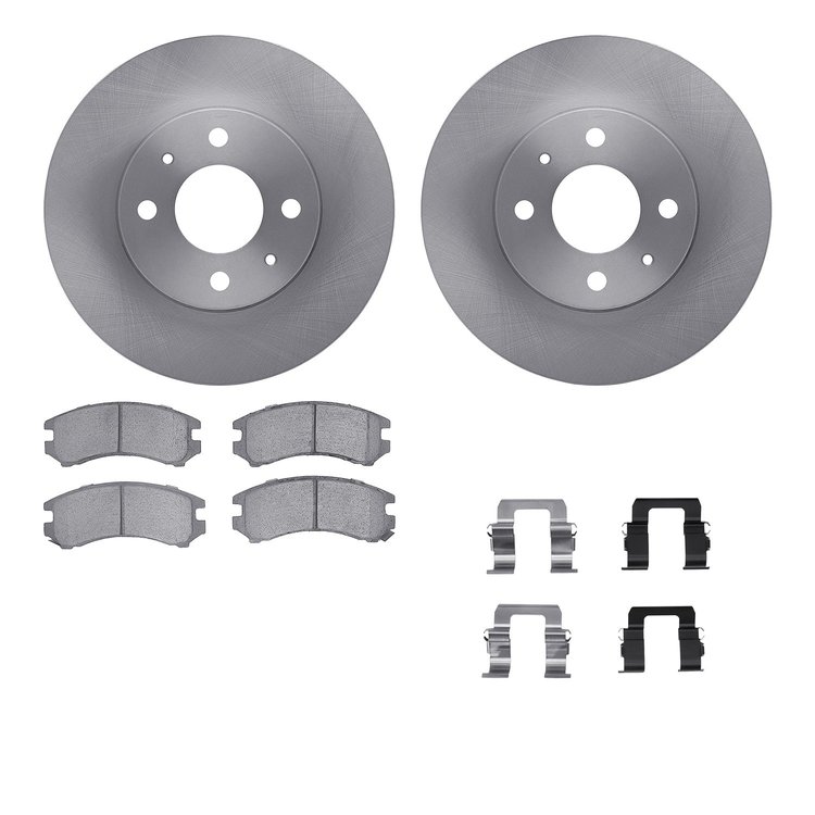 6512-67151 Brake Rotors w/5000 Advanced Brake Pads Kit with Hardware, 1988-1989 Infiniti/Nissan, Position: Front