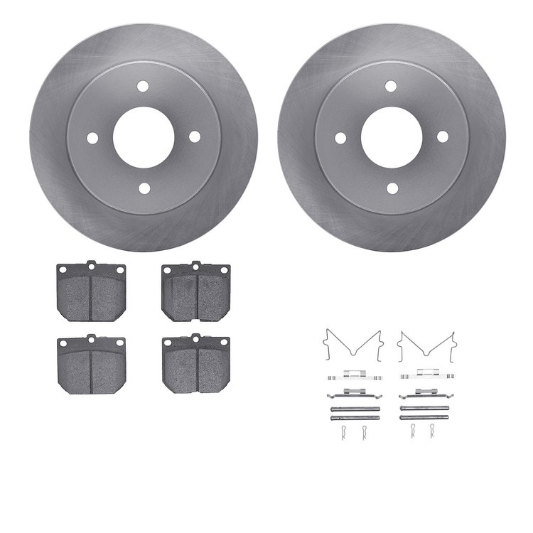 6512-67163 Brake Rotors w/5000 Advanced Brake Pads Kit with Hardware, 1980-1983 Infiniti/Nissan, Position: Front