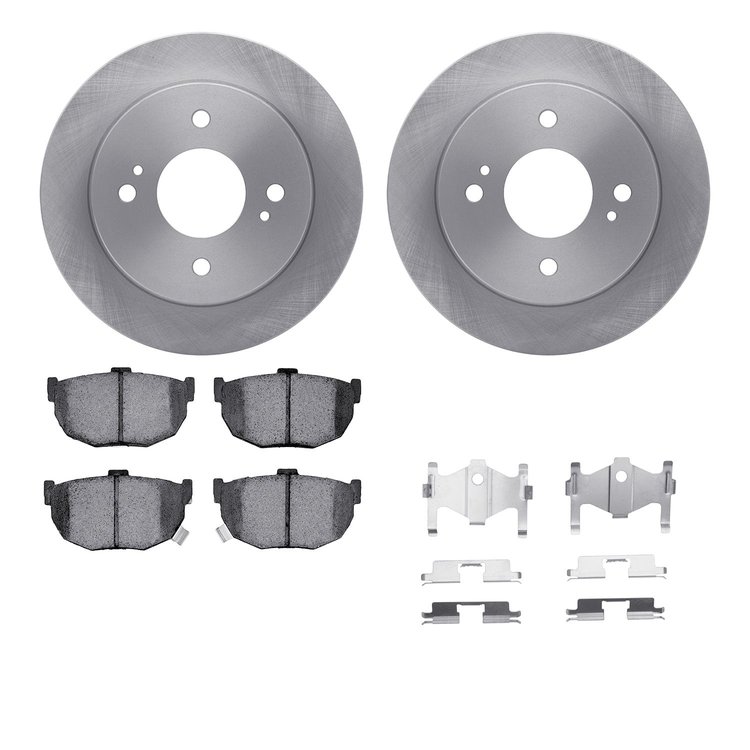 6512-67167 Brake Rotors w/5000 Advanced Brake Pads Kit with Hardware, 1984-1984 Infiniti/Nissan, Position: Rear
