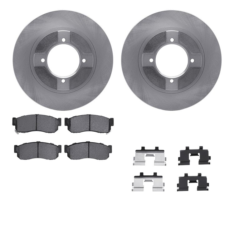 6512-67175 Brake Rotors w/5000 Advanced Brake Pads Kit with Hardware, 1982-1986 Infiniti/Nissan, Position: Front