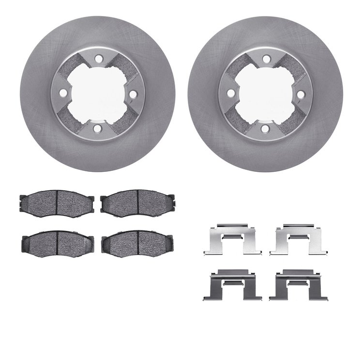 6512-67181 Brake Rotors w/5000 Advanced Brake Pads Kit with Hardware, 1986-1986 Infiniti/Nissan, Position: Front