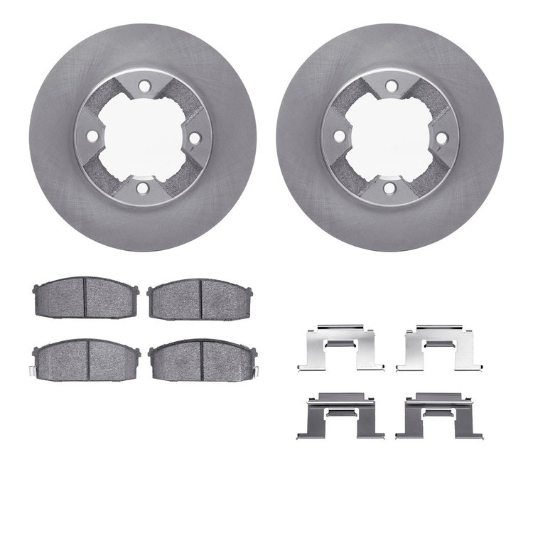 6512-67184 Brake Rotors w/5000 Advanced Brake Pads Kit with Hardware, 1986-1986 Infiniti/Nissan, Position: Front