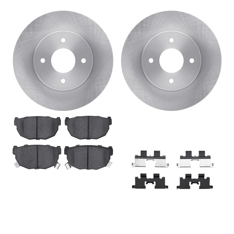 6512-67193 Brake Rotors w/5000 Advanced Brake Pads Kit with Hardware, 1984-1985 Infiniti/Nissan, Position: Rear