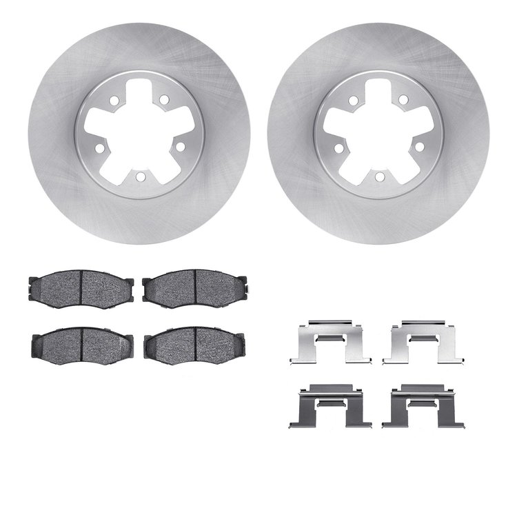 6512-67199 Brake Rotors w/5000 Advanced Brake Pads Kit with Hardware, 1984-1989 Infiniti/Nissan, Position: Front