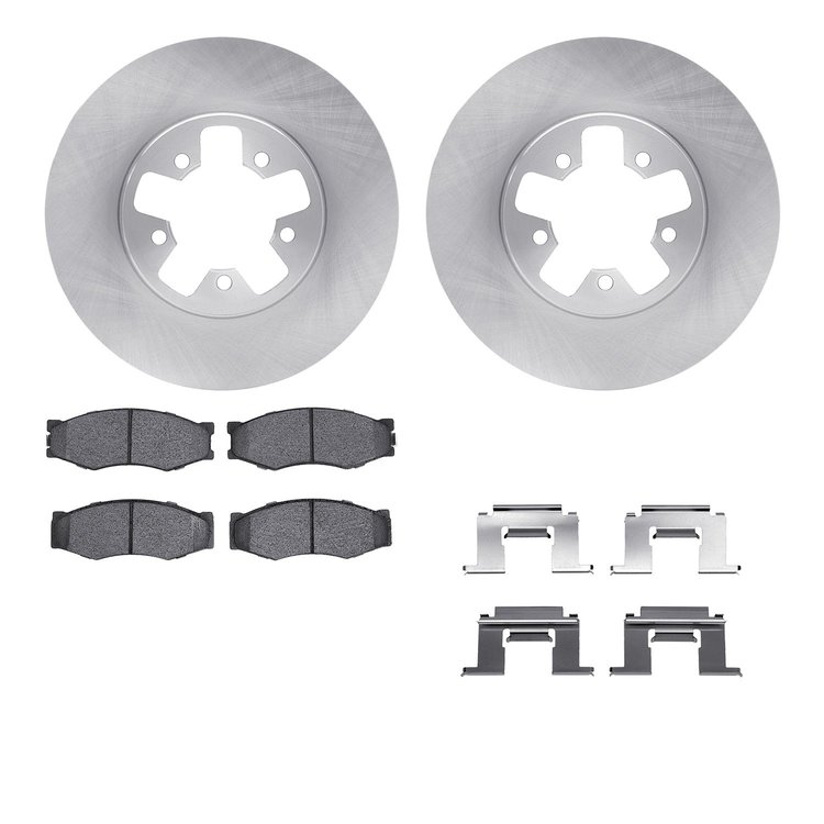 6512-67200 Brake Rotors w/5000 Advanced Brake Pads Kit with Hardware, 1987-1988 Infiniti/Nissan, Position: Front