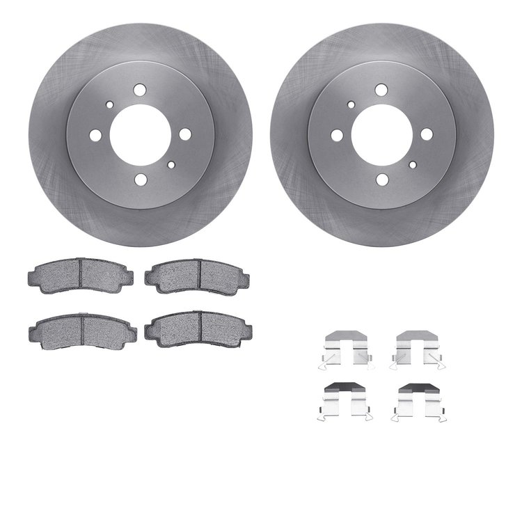 6512-67260 Brake Rotors w/5000 Advanced Brake Pads Kit with Hardware, 1991-1994 Infiniti/Nissan, Position: Rear