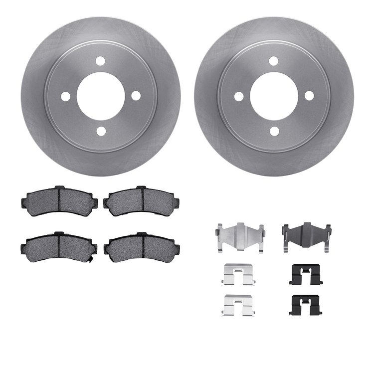 6512-67267 Brake Rotors w/5000 Advanced Brake Pads Kit with Hardware, 1995-2000 Infiniti/Nissan, Position: Rear
