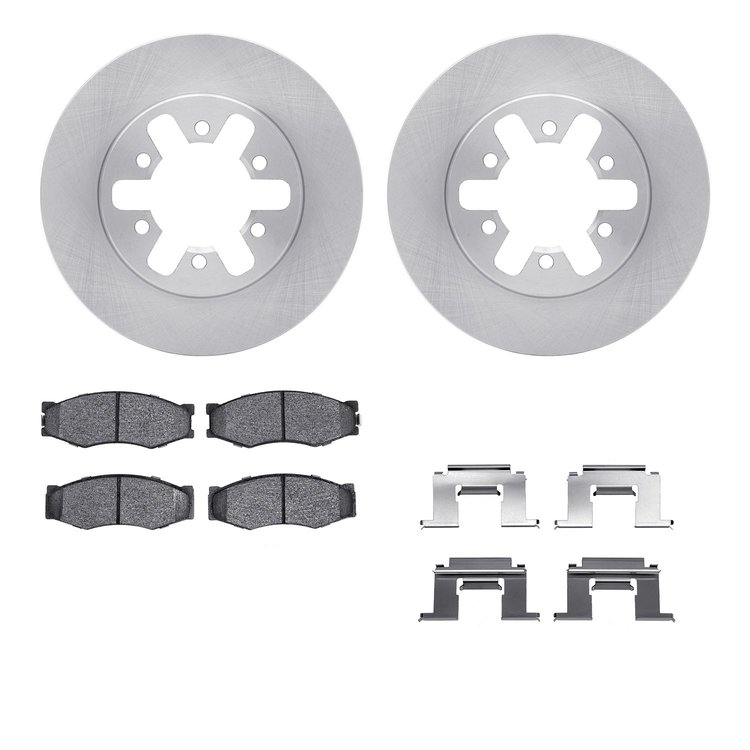 6512-67272 Brake Rotors w/5000 Advanced Brake Pads Kit with Hardware, 1982-1985 Infiniti/Nissan, Position: Front