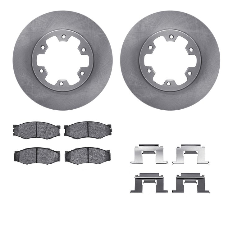 6512-67275 Brake Rotors w/5000 Advanced Brake Pads Kit with Hardware, 1983-1985 Infiniti/Nissan, Position: Front