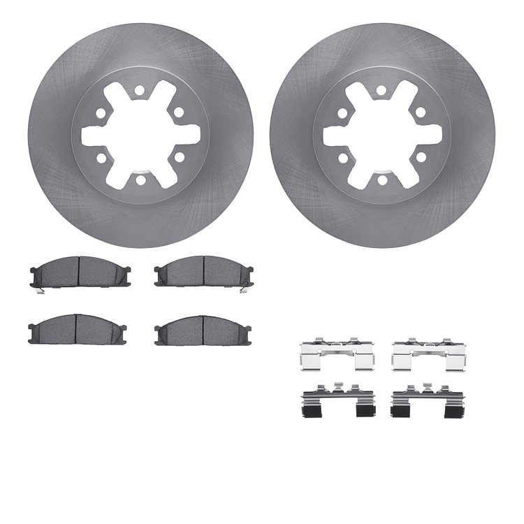 6512-67278 Brake Rotors w/5000 Advanced Brake Pads Kit with Hardware, 1985-2012 Infiniti/Nissan, Position: Front